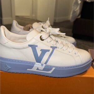 Louis Vuitton White and Light Blue Sneakers